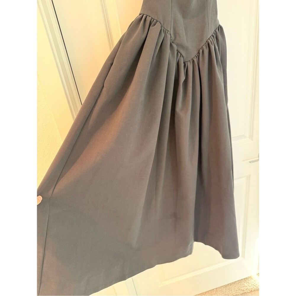 New Helsa Faille Halter elegant chic Black Midi Dress - Picture 7 of 12